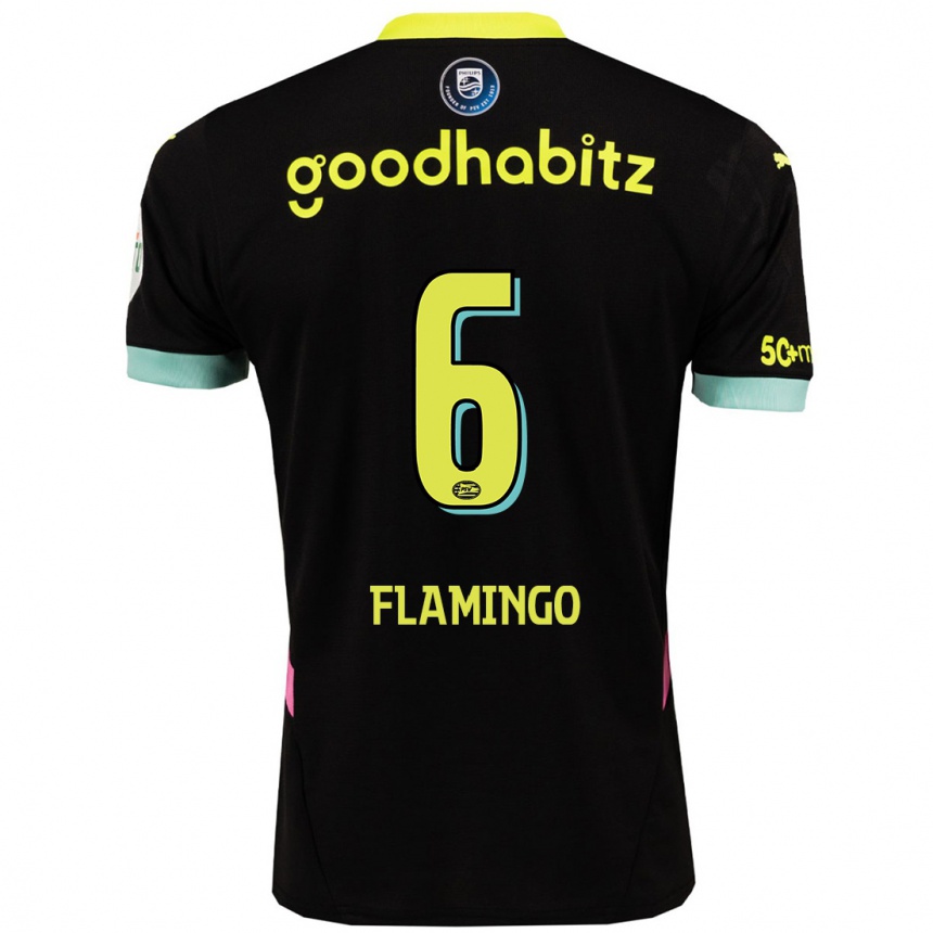 Niño Fútbol Camiseta Ryan Flamingo #6 Negro Amarillo 2ª Equipación 2024/25