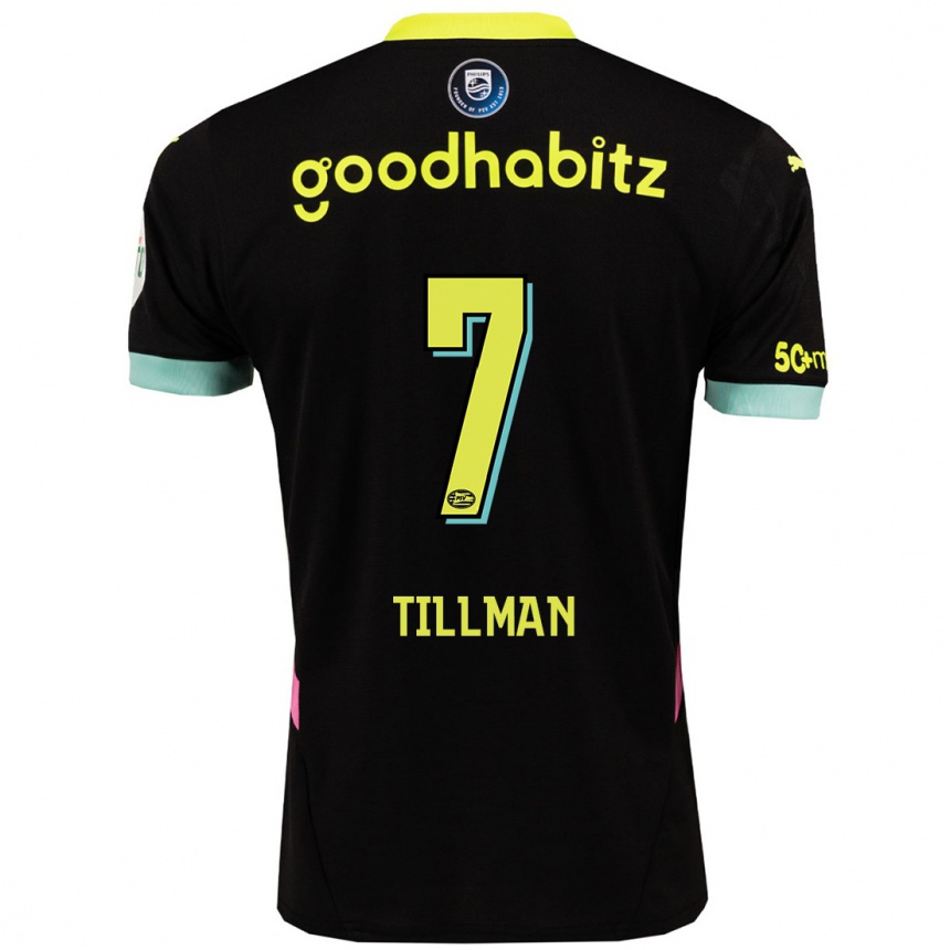 Niño Fútbol Camiseta Malik Tillman #7 Negro Amarillo 2ª Equipación 2024/25