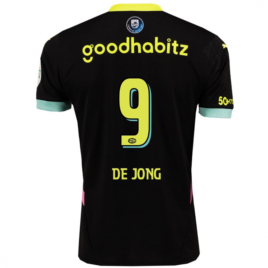 Niño Fútbol Camiseta Luuk De Jong #9 Negro Amarillo 2ª Equipación 2024/25