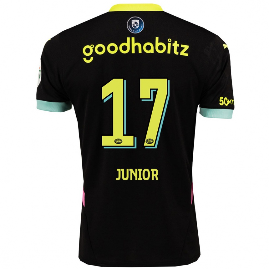 Niño Fútbol Camiseta Mauro Júnior #17 Negro Amarillo 2ª Equipación 2024/25