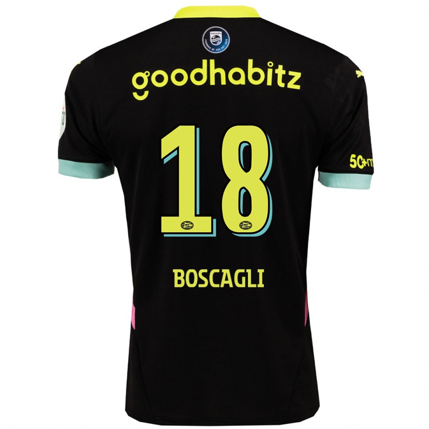 Niño Fútbol Camiseta Olivier Boscagli #18 Negro Amarillo 2ª Equipación 2024/25