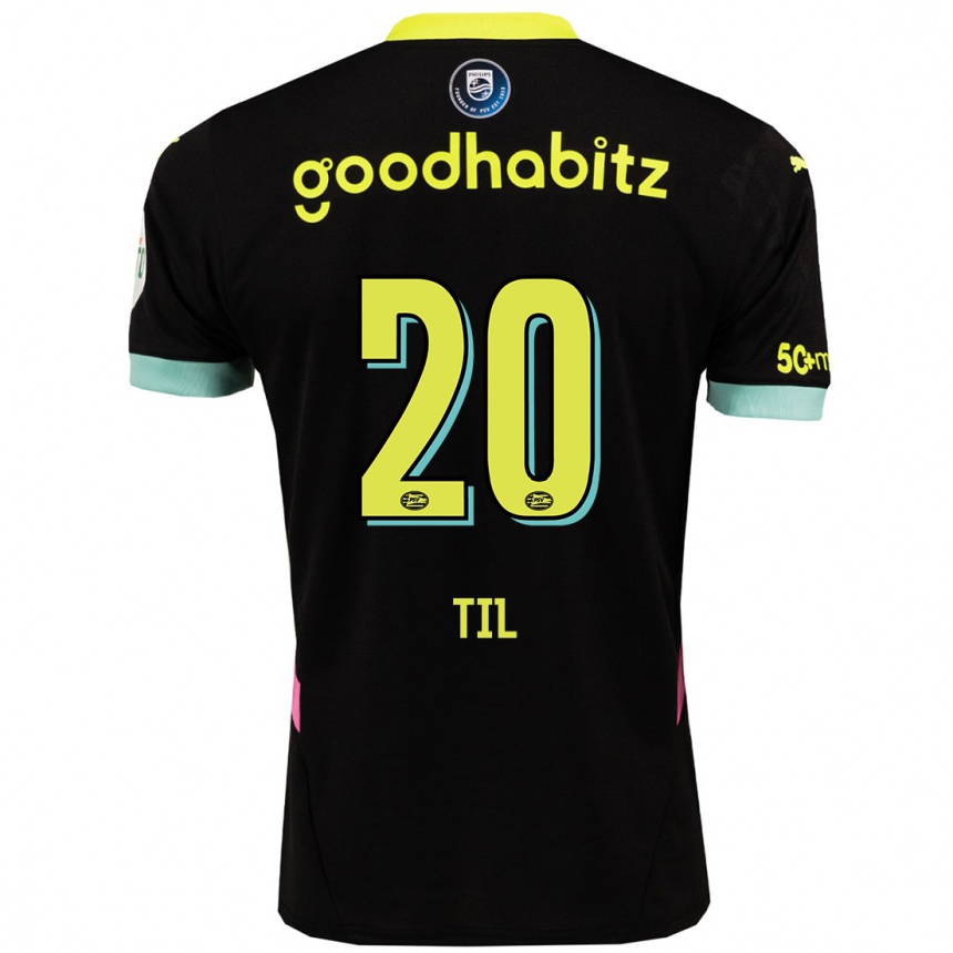 Niño Fútbol Camiseta Guus Til #20 Negro Amarillo 2ª Equipación 2024/25