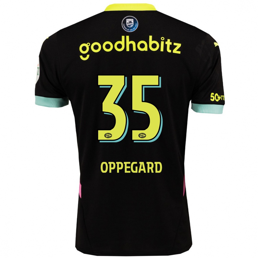 Niño Fútbol Camiseta Fredrik Oppegard #35 Negro Amarillo 2ª Equipación 2024/25