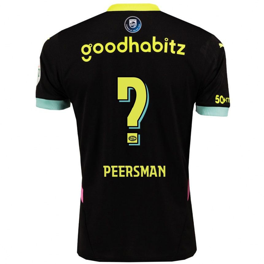 Niño Fútbol Camiseta Kjell Peersman #0 Negro Amarillo 2ª Equipación 2024/25