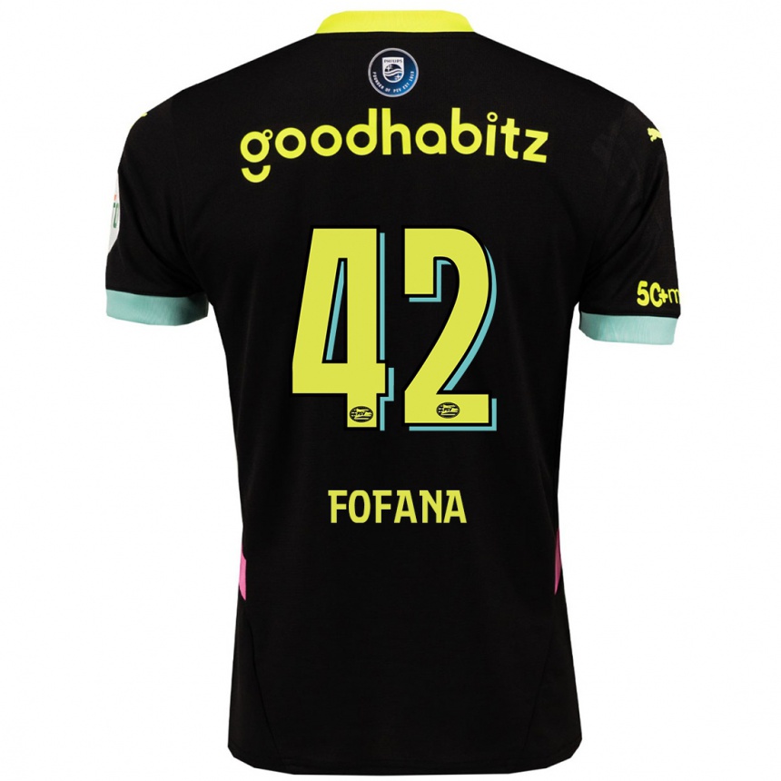 Niño Fútbol Camiseta Fode Fofana #42 Negro Amarillo 2ª Equipación 2024/25