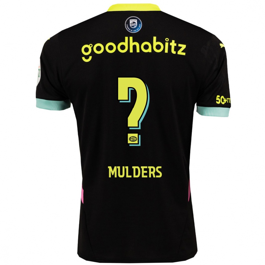 Niño Fútbol Camiseta Boet Mulders #0 Negro Amarillo 2ª Equipación 2024/25