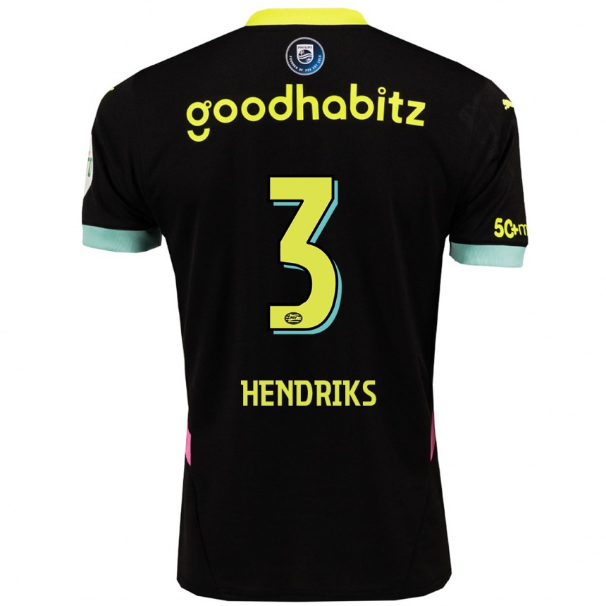 Niño Fútbol Camiseta Gwyneth Hendriks #3 Negro Amarillo 2ª Equipación 2024/25