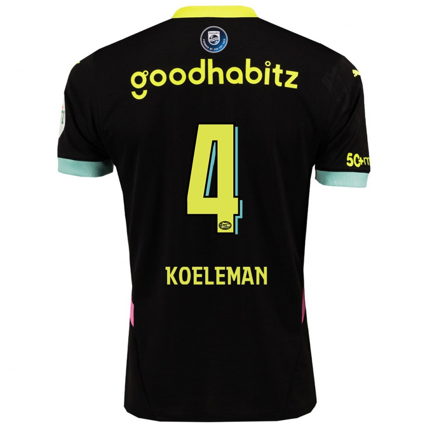 Niño Fútbol Camiseta Senna Koeleman #4 Negro Amarillo 2ª Equipación 2024/25