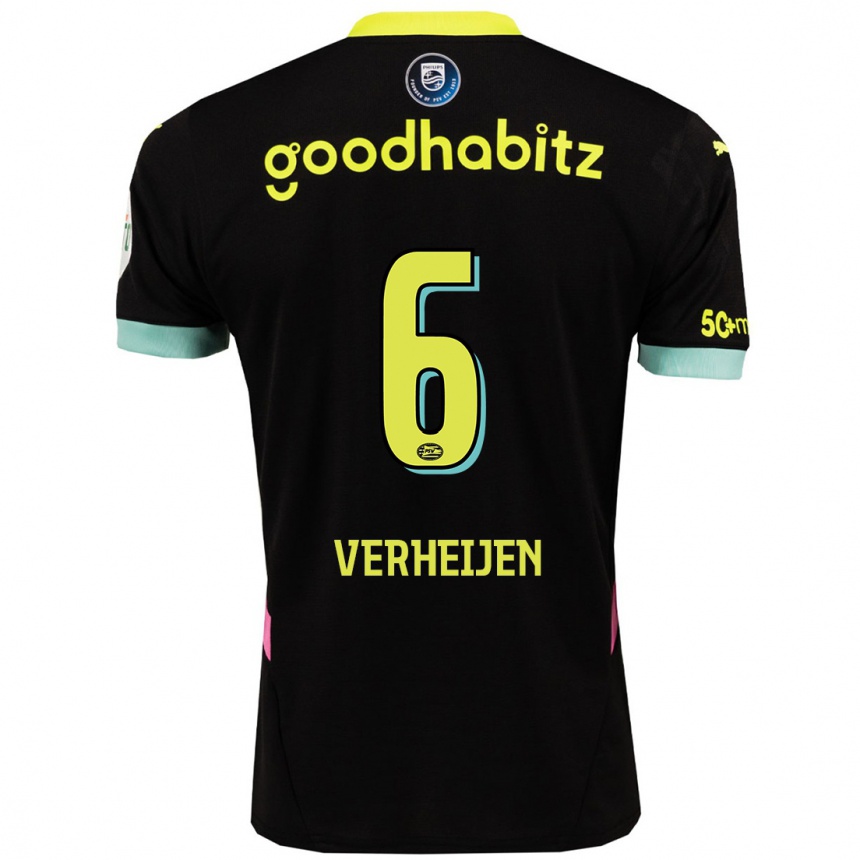 Niño Fútbol Camiseta Janneke Verheijen #6 Negro Amarillo 2ª Equipación 2024/25