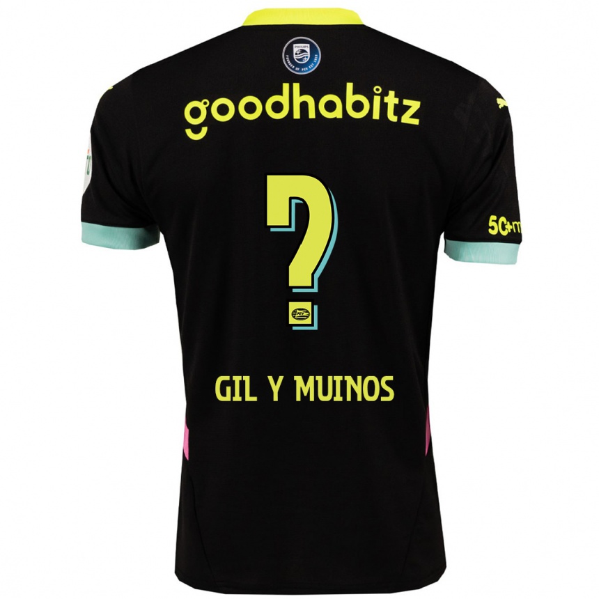 Niño Fútbol Camiseta Yaël Gil Y Muiños #0 Negro Amarillo 2ª Equipación 2024/25