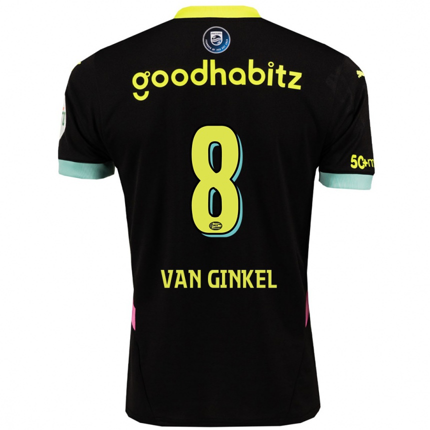 Niño Fútbol Camiseta Marco Van Ginkel #8 Negro Amarillo 2ª Equipación 2024/25