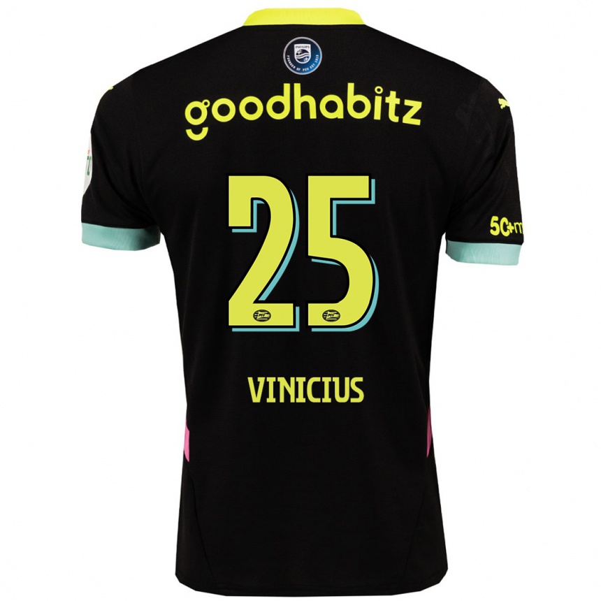 Niño Fútbol Camiseta Carlos Vinicius #25 Negro Amarillo 2ª Equipación 2024/25