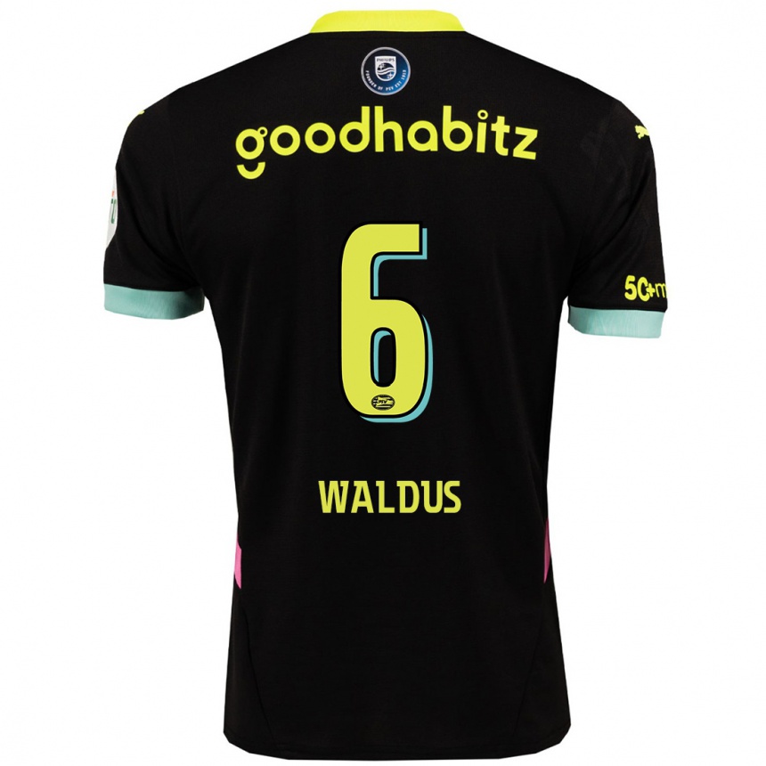 Niño Fútbol Camiseta Maruschka Waldus #6 Negro Amarillo 2ª Equipación 2024/25