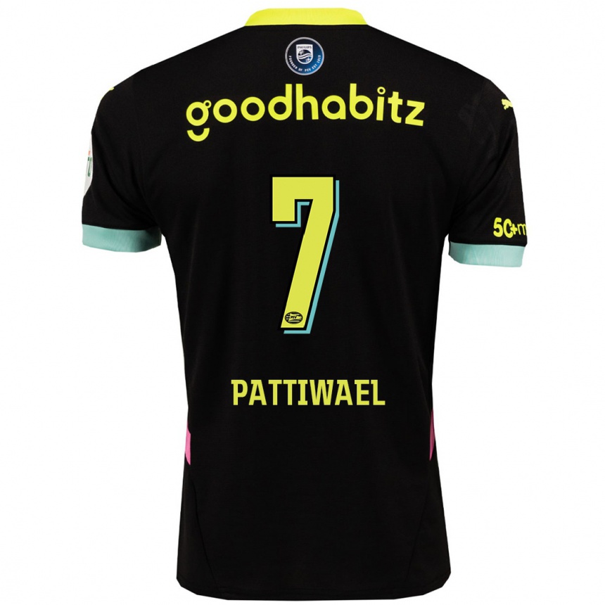 Niño Fútbol Camiseta Naomi Pattiwael #7 Negro Amarillo 2ª Equipación 2024/25