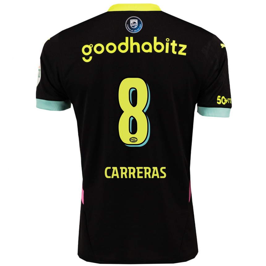 Niño Fútbol Camiseta Georgina Carreras #8 Negro Amarillo 2ª Equipación 2024/25