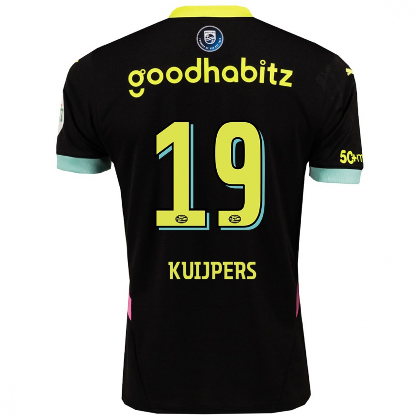 Niño Fútbol Camiseta Jeslynn Kuijpers #19 Negro Amarillo 2ª Equipación 2024/25