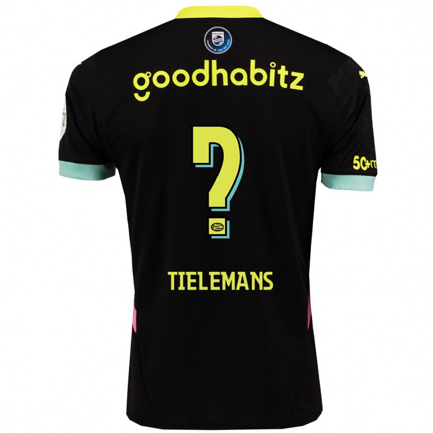 Niño Fútbol Camiseta Mathijs Tielemans #0 Negro Amarillo 2ª Equipación 2024/25