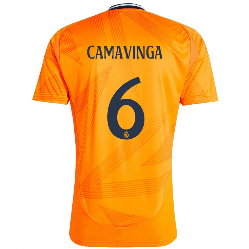 Niño Fútbol Camiseta Eduardo Camavinga #6 Naranja 2ª Equipación 2024/25