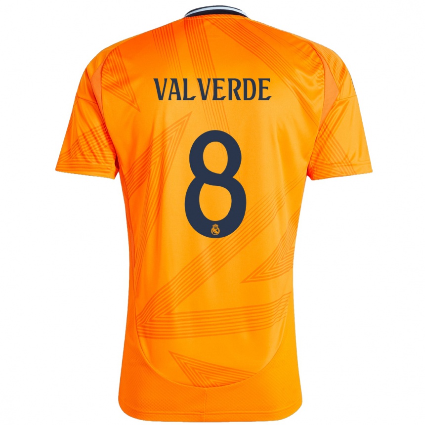 Niño Fútbol Camiseta Federico Valverde #8 Naranja 2ª Equipación 2024/25