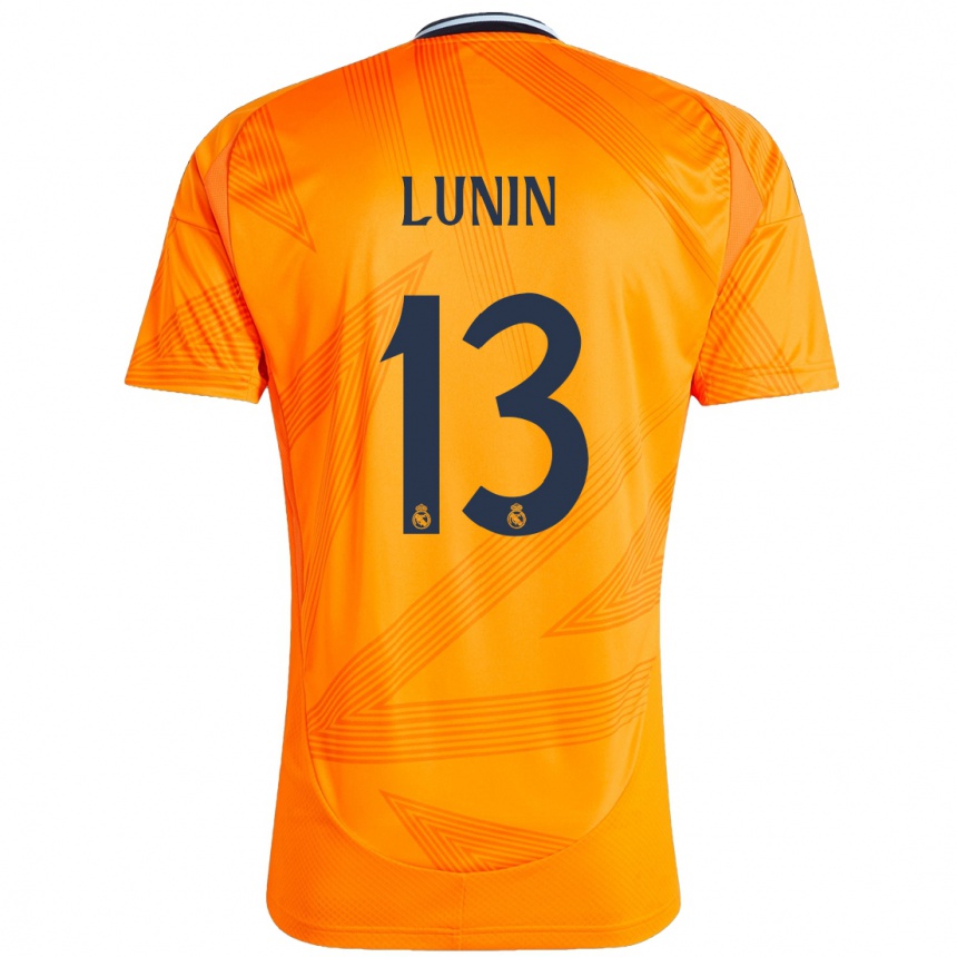 Niño Fútbol Camiseta Andriy Lunin #13 Naranja 2ª Equipación 2024/25