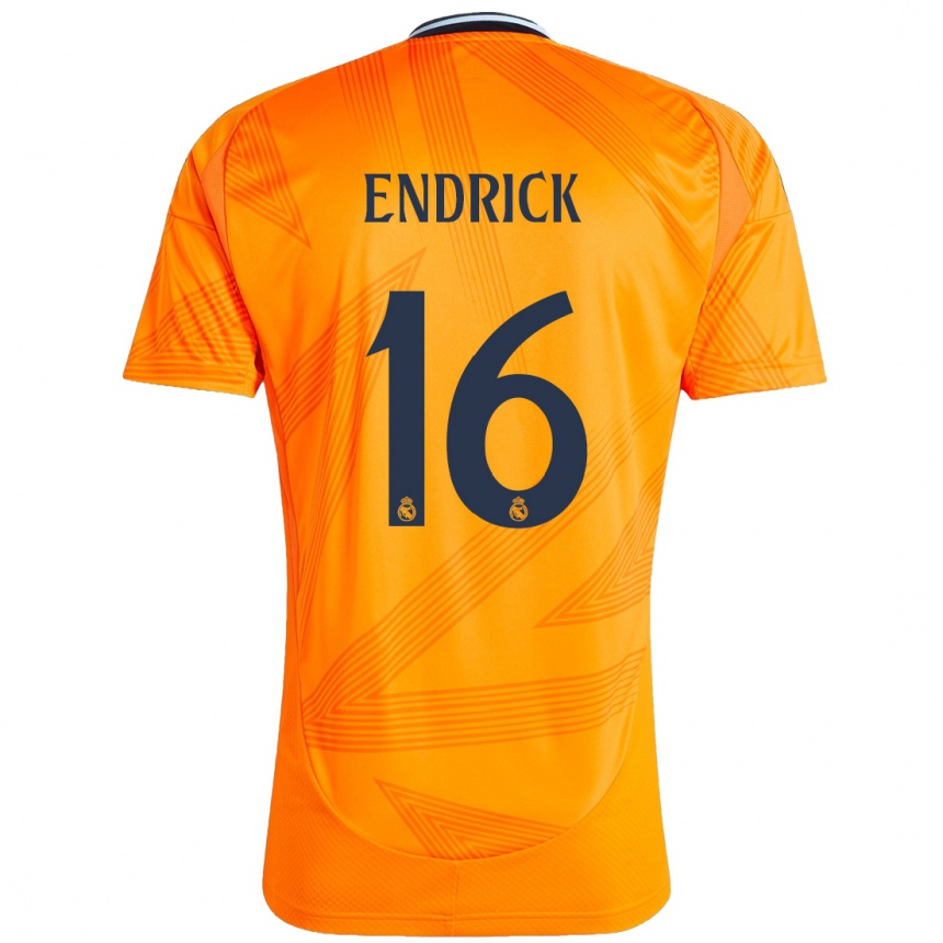 Niño Fútbol Camiseta Endrick #16 Naranja 2ª Equipación 2024/25