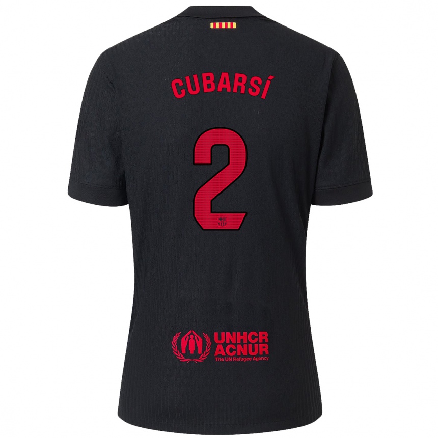 Niño Fútbol Camiseta Pau Cubarsí #2 Negro Rojo 2ª Equipación 2024/25