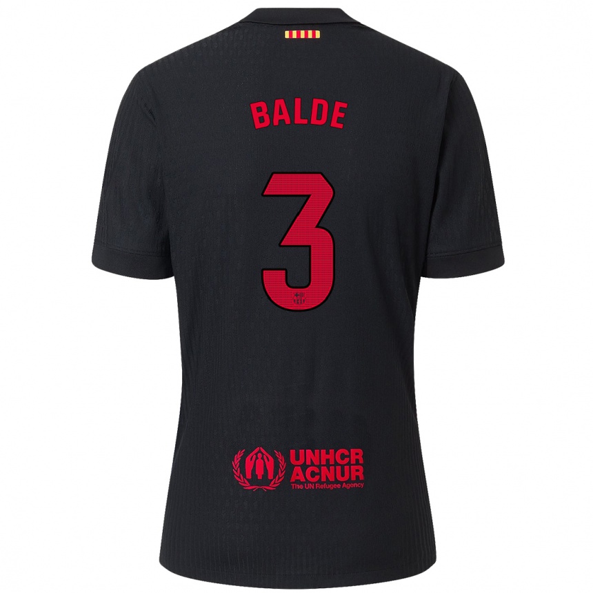 Niño Fútbol Camiseta Alejandro Balde #3 Negro Rojo 2ª Equipación 2024/25