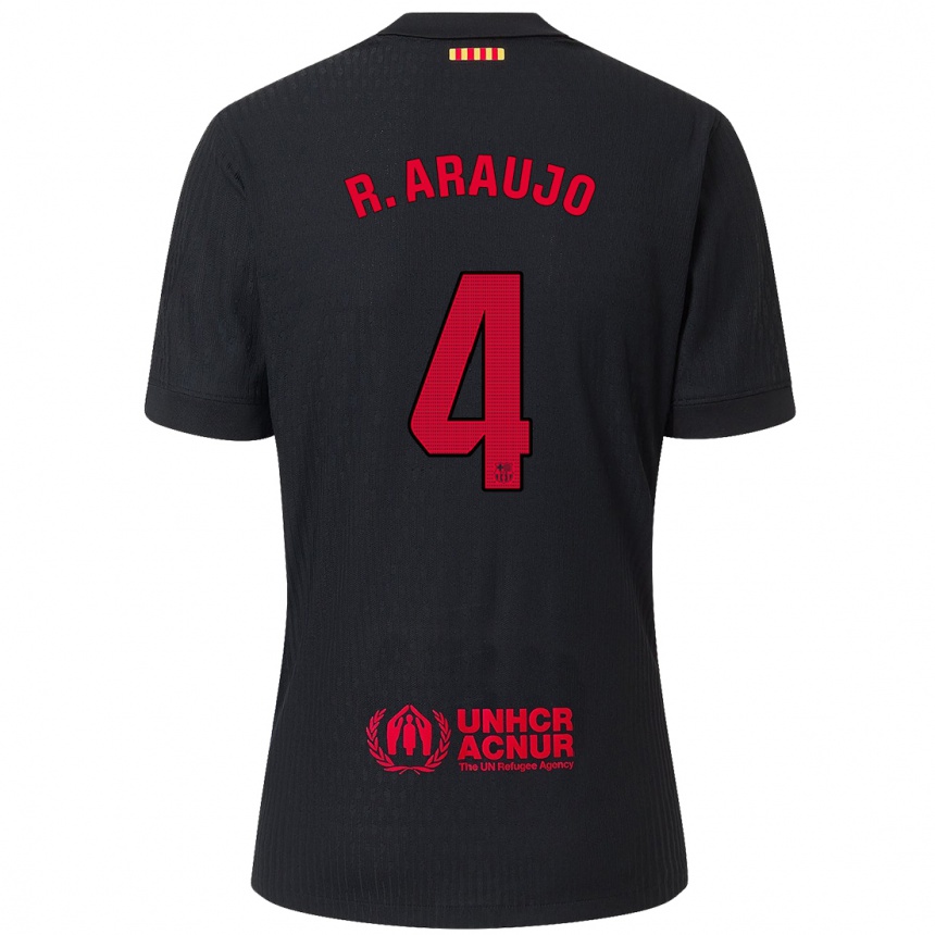 Niño Fútbol Camiseta Ronald Araújo #4 Negro Rojo 2ª Equipación 2024/25