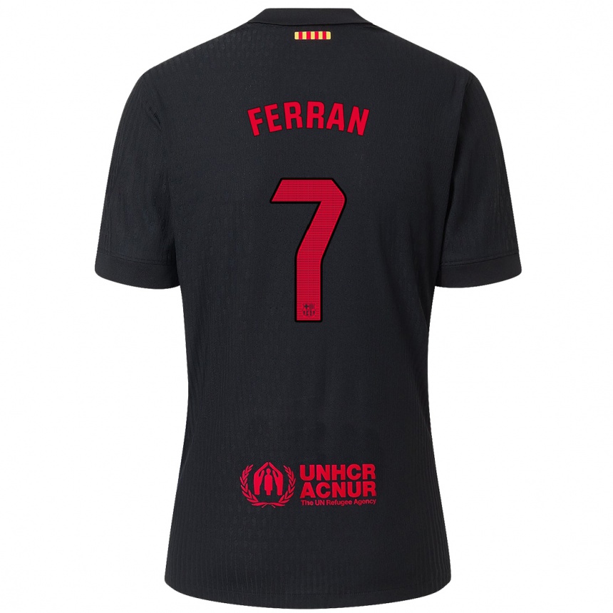 Niño Fútbol Camiseta Ferran Torres #7 Negro Rojo 2ª Equipación 2024/25