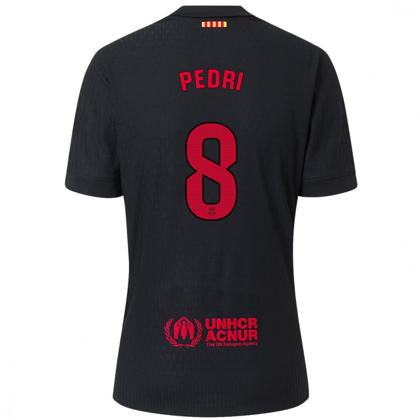 Niño Fútbol Camiseta Pedri #8 Negro Rojo 2ª Equipación 2024/25