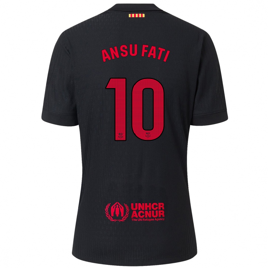 Niño Fútbol Camiseta Ansu Fati #10 Negro Rojo 2ª Equipación 2024/25