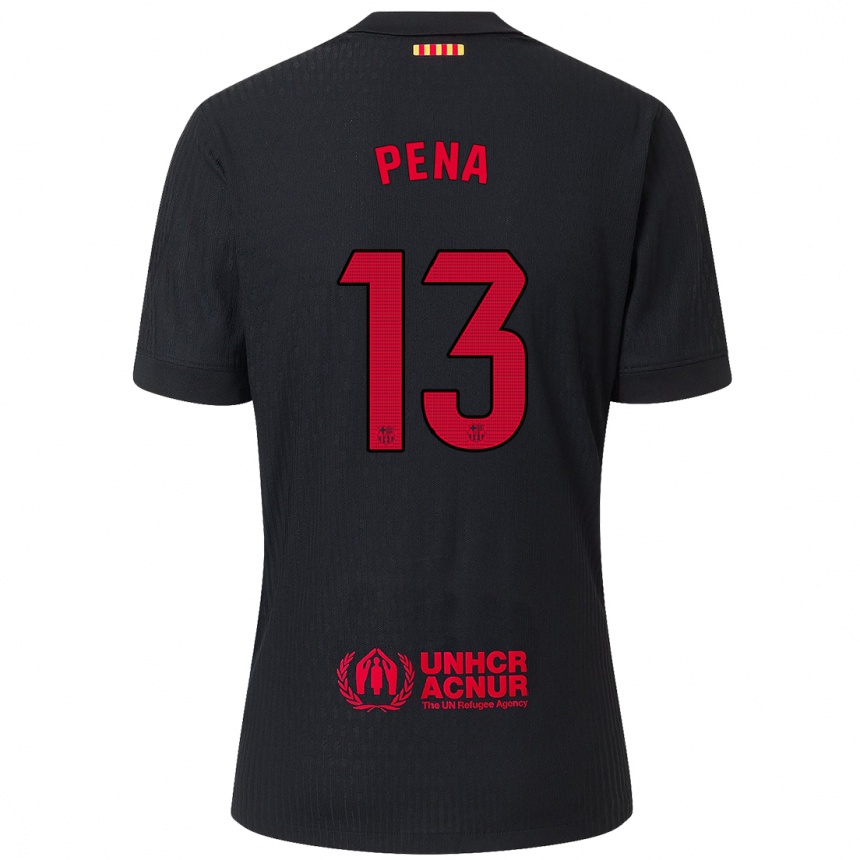 Niño Fútbol Camiseta Inaki Pena #13 Negro Rojo 2ª Equipación 2024/25