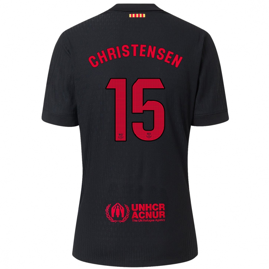 Niño Fútbol Camiseta Andreas Christensen #15 Negro Rojo 2ª Equipación 2024/25