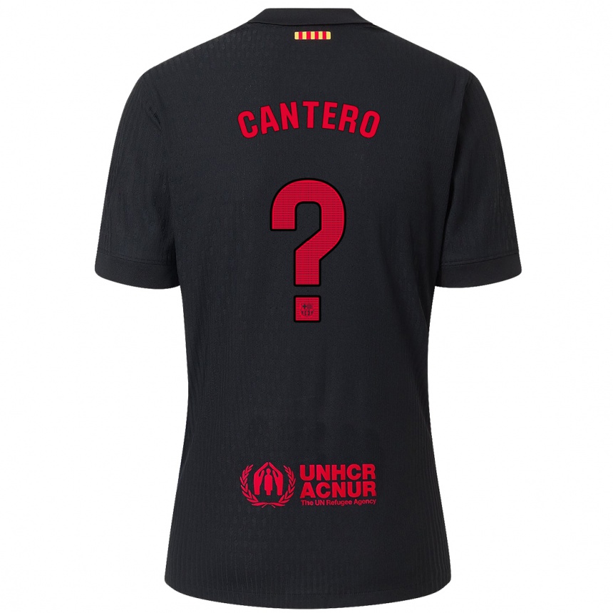 Niño Fútbol Camiseta Rubén Cantero #0 Negro Rojo 2ª Equipación 2024/25