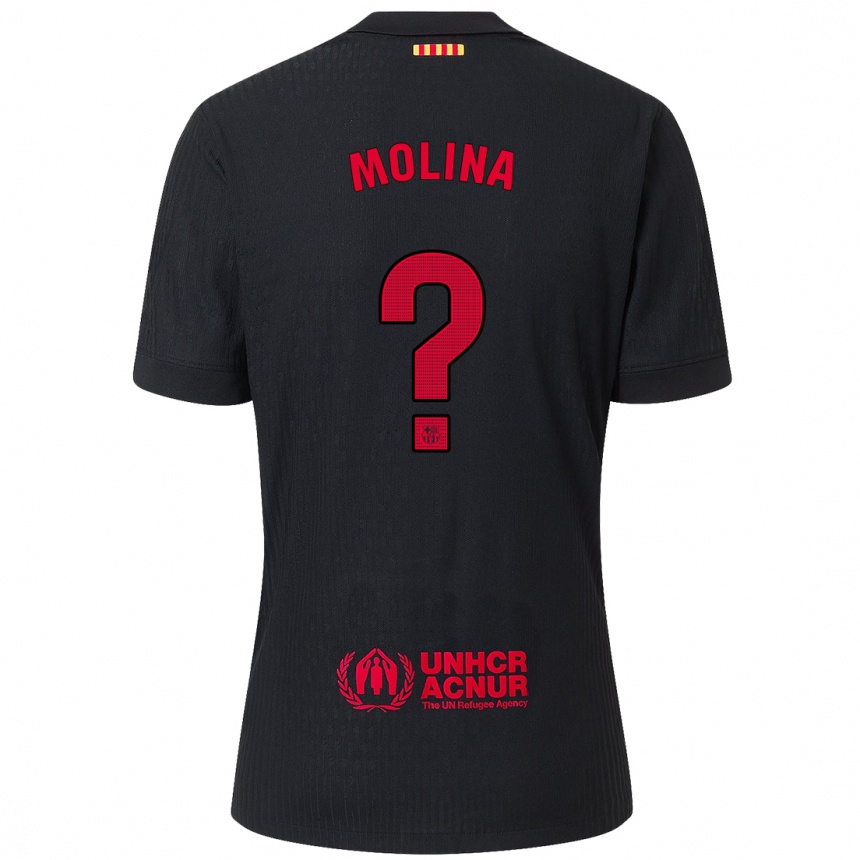 Niño Fútbol Camiseta Jan Molina #0 Negro Rojo 2ª Equipación 2024/25