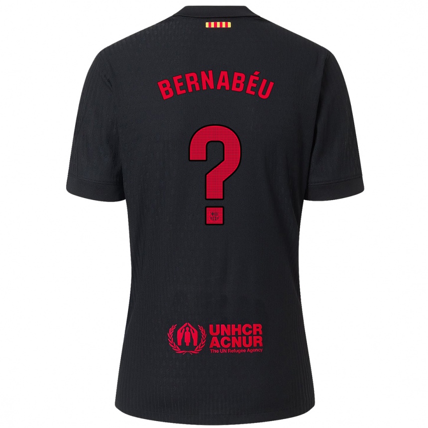 Niño Fútbol Camiseta Pol Bernabéu #0 Negro Rojo 2ª Equipación 2024/25