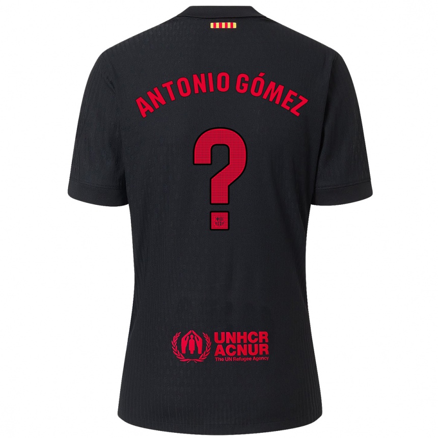 Niño Fútbol Camiseta Antonio Gómez #0 Negro Rojo 2ª Equipación 2024/25