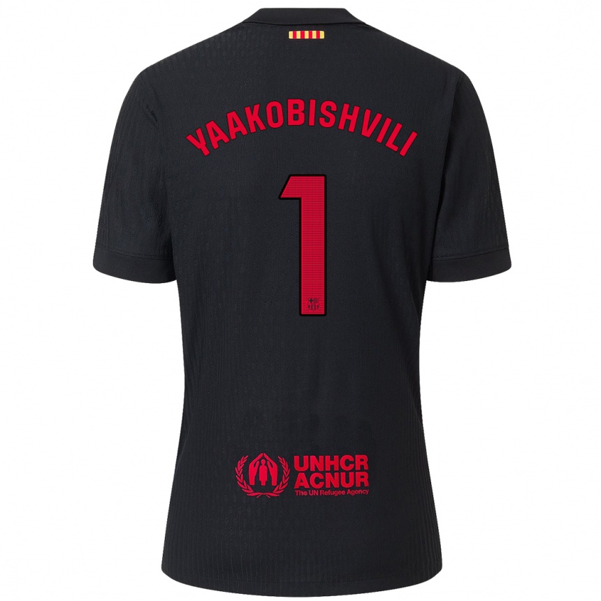 Niño Fútbol Camiseta Áron Yaakobishvili #1 Negro Rojo 2ª Equipación 2024/25