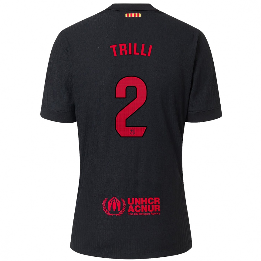 Niño Fútbol Camiseta Trilli #2 Negro Rojo 2ª Equipación 2024/25