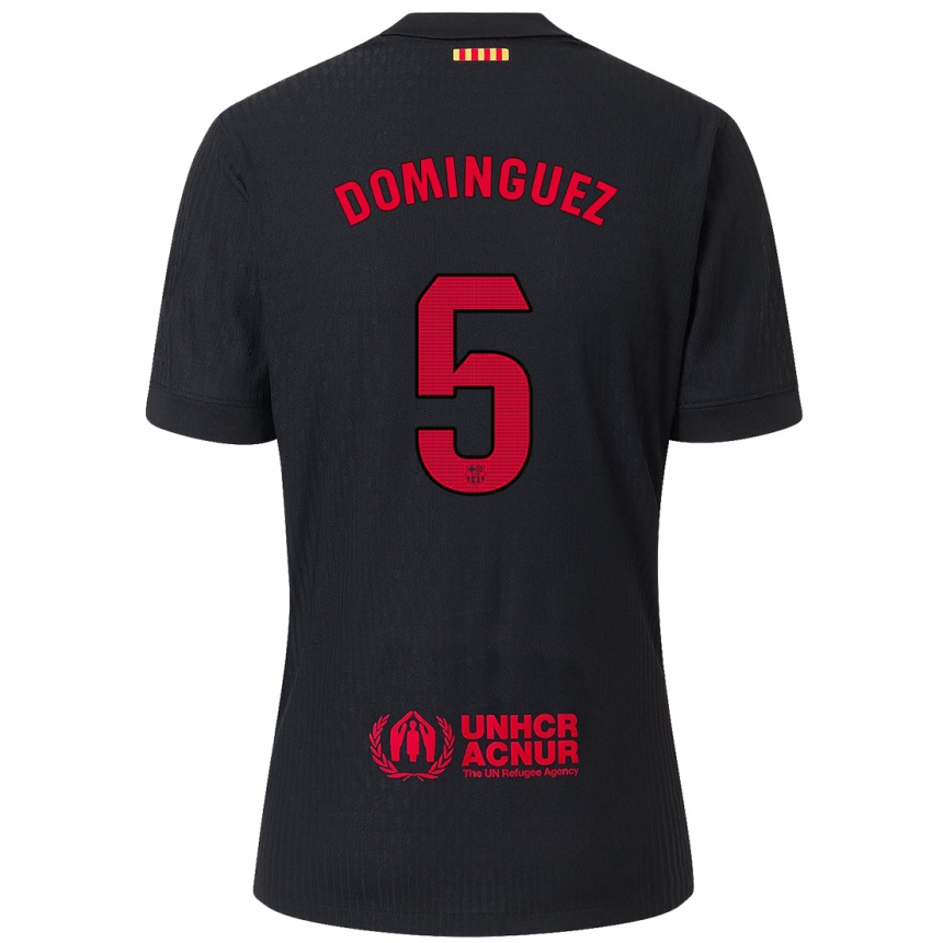 Niño Fútbol Camiseta Sergi Dominguez #5 Negro Rojo 2ª Equipación 2024/25