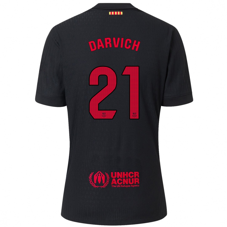 Niño Fútbol Camiseta Noah Darvich #21 Negro Rojo 2ª Equipación 2024/25