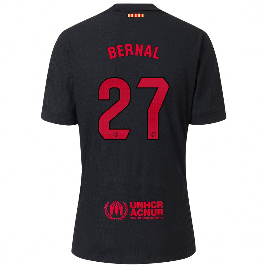 Niño Fútbol Camiseta Marc Bernal #27 Negro Rojo 2ª Equipación 2024/25