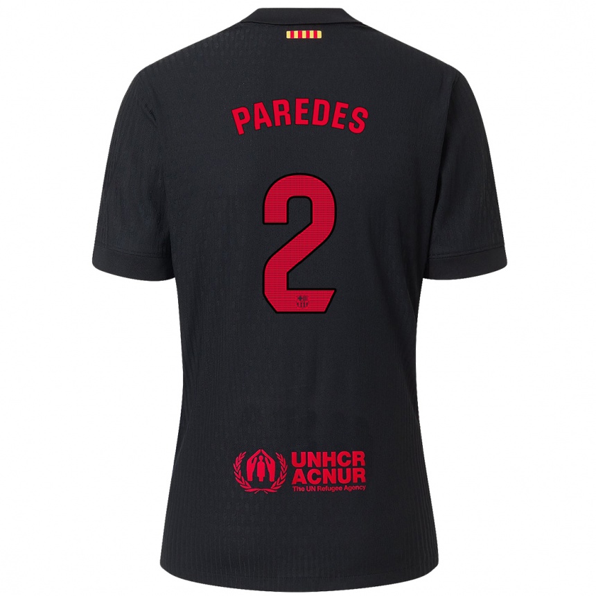 Niño Fútbol Camiseta Irene Paredes #2 Negro Rojo 2ª Equipación 2024/25