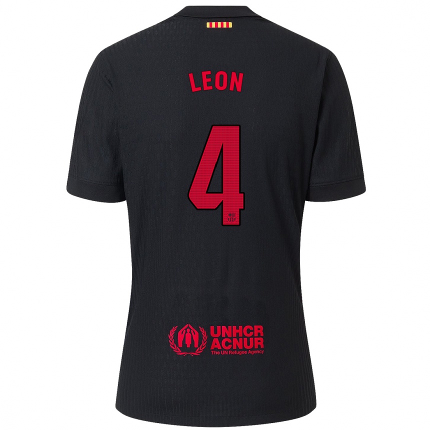 Niño Fútbol Camiseta Maria Pilar Leon #4 Negro Rojo 2ª Equipación 2024/25