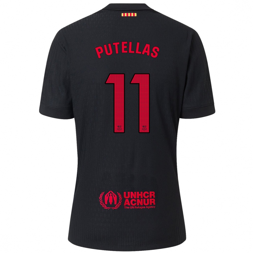 Niño Fútbol Camiseta Alexia Putellas #11 Negro Rojo 2ª Equipación 2024/25