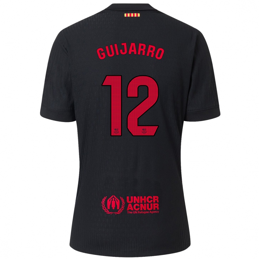 Niño Fútbol Camiseta Patricia Guijarro #12 Negro Rojo 2ª Equipación 2024/25