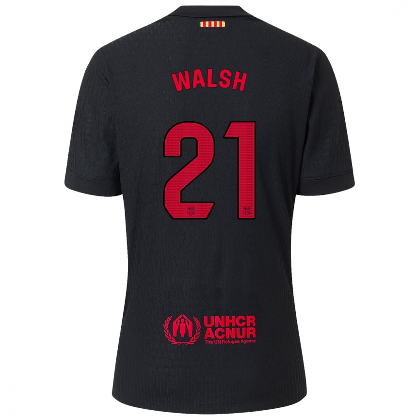 Niño Fútbol Camiseta Keira Walsh #21 Negro Rojo 2ª Equipación 2024/25