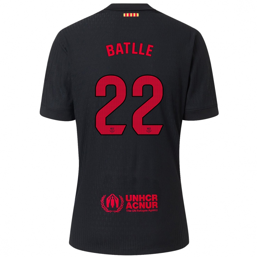 Niño Fútbol Camiseta Ona Batlle #22 Negro Rojo 2ª Equipación 2024/25