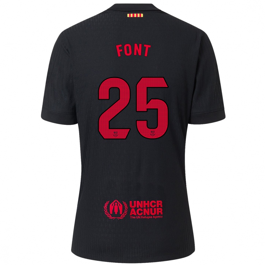 Niño Fútbol Camiseta Gemma Font #25 Negro Rojo 2ª Equipación 2024/25