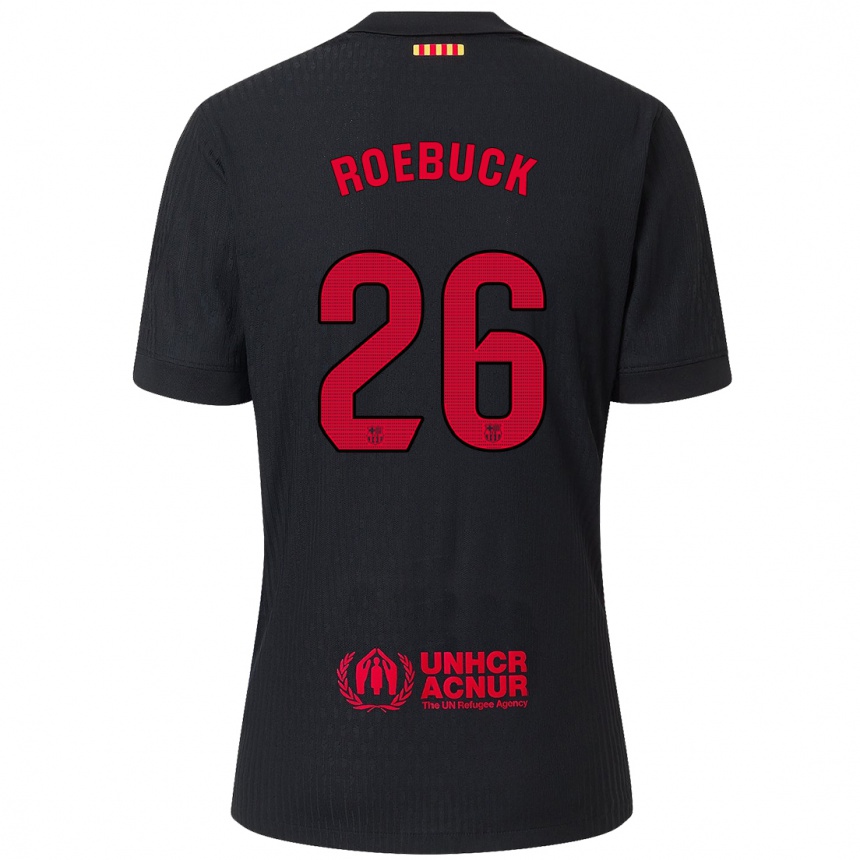 Niño Fútbol Camiseta Ellie Roebuck #26 Negro Rojo 2ª Equipación 2024/25